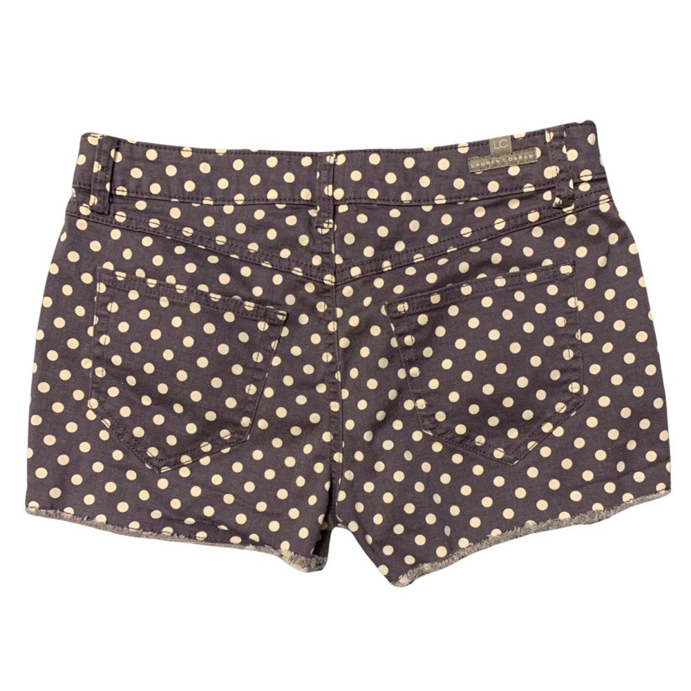Lauren Conrad Women’s size 6 Polka Dot Cut off blue Jean raw hem summer shorts - Picture 4 of 6